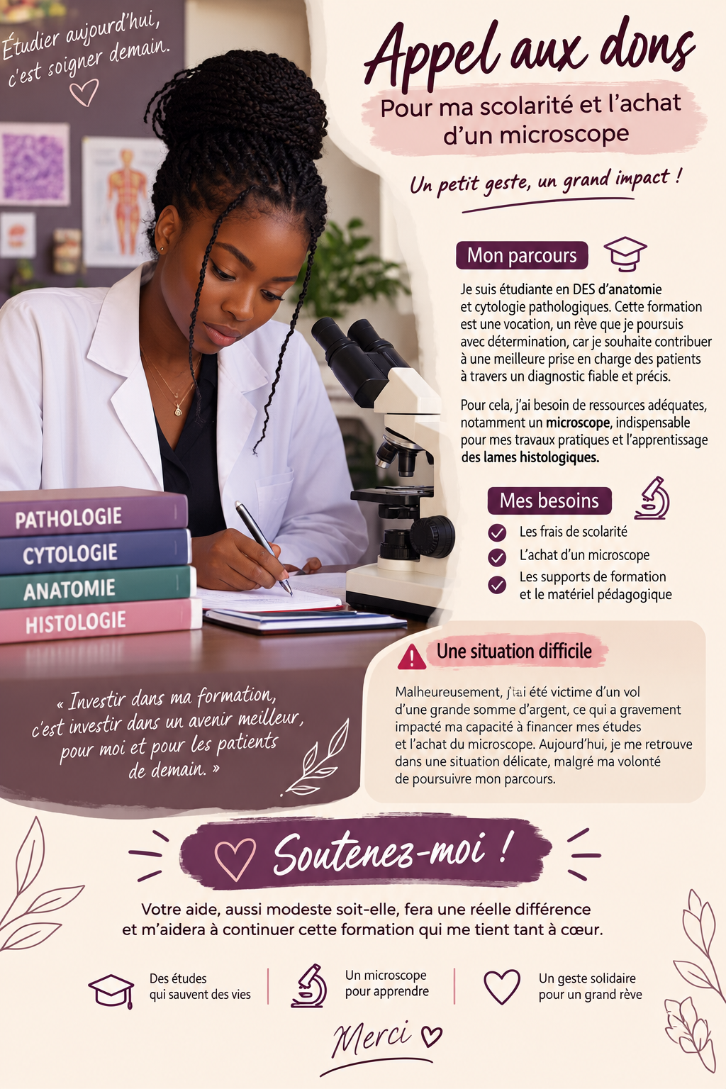 Aidez-moi à poursuivre mes études de spécialisation