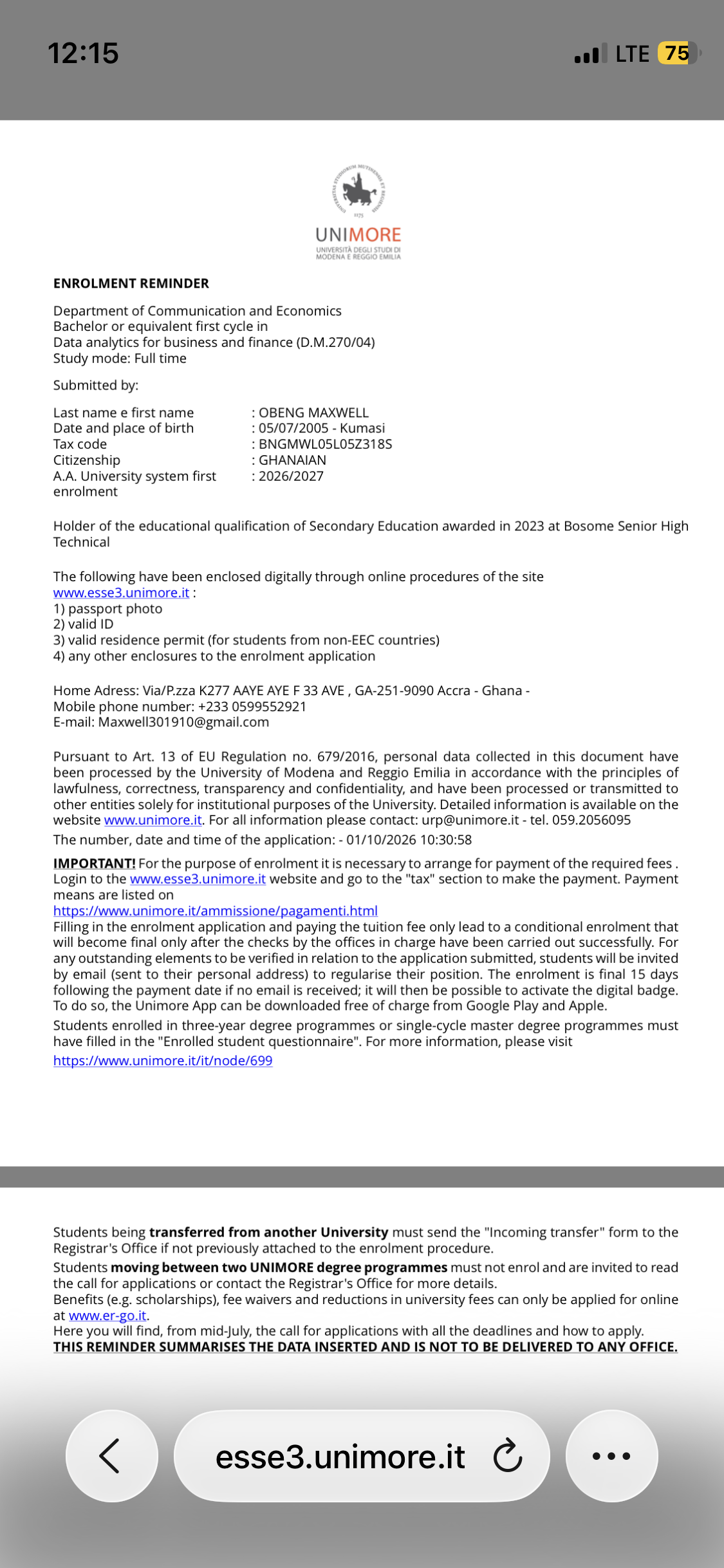 Help Me Pay My University Enrolment Fee